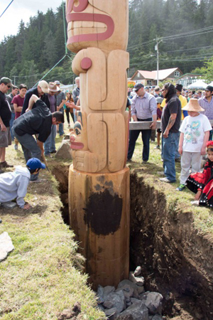 Raising a totem pole in Haida Gwaii